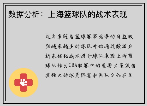 数据分析：上海篮球队的战术表现